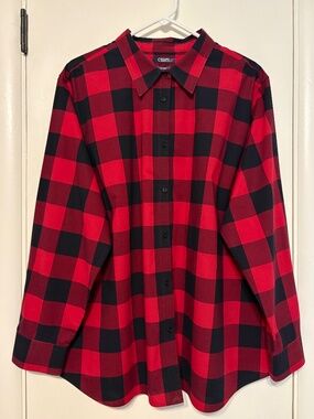 Ralph Lauren CHAPS Women's Plus No Iron Buffalo Check Button-Front Shirt Top 2X